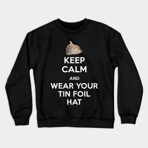 Keep Calm and Wear Your Tin Foil Hat Graphic Crewneck Sweatshirt by extrinsiceye